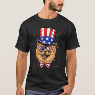 4th of July Patriotic Chow Chow American USA Flag  T-Shirt