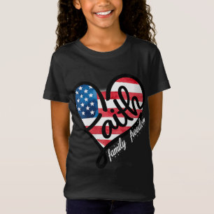 4th of July Patriotic Christian Faith Heart Americ T-Shirt