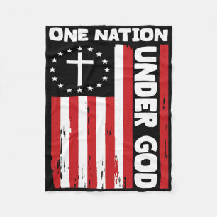 4th Of July Patriotic Christian Flag One Nation Un Fleece Blanket