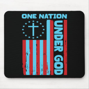 4th Of July Patriotic Christian Flag One Nation Un Mouse Mat