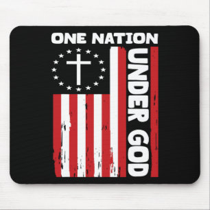 4th Of July Patriotic Christian Flag One Nation Un Mouse Mat