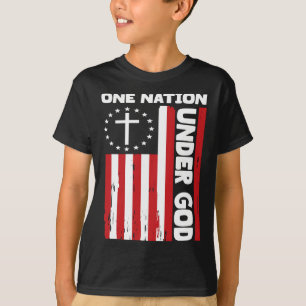 4th Of July Patriotic Christian Flag One Nation Un T-Shirt
