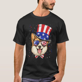 4th of July Patriotic Corgi American USA Flag Corg T-Shirt