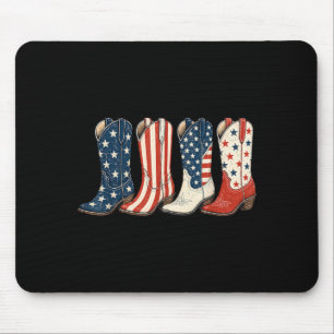 4th Of July Patriotic Cowboy Boots Western Cowgirl Mouse Mat