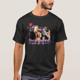 4th Of July Patriotic Cows Heifer Cow Farm Animal T-Shirt