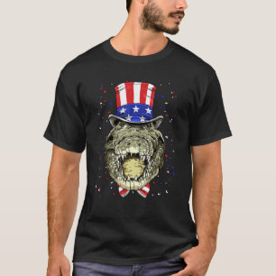 4th of July Patriotic Crocodile Wearing USA Flag H T-Shirt