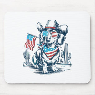 4th Of July Patriotic Dachshund Cowboy Dog Usa Fla Mouse Mat