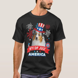 4Th Of July Patriotic Day Australian Shepherd Dog T-Shirt