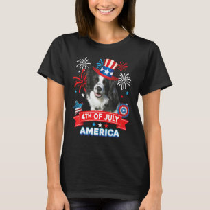 4th Of July Patriotic Day Border Collie Dog Indepe T-Shirt