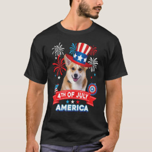 4th Of July Patriotic Day Corgi Dog Independence H T-Shirt