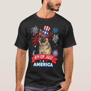4th Of July Patriotic Day German Shepherd Dog Inde T-Shirt