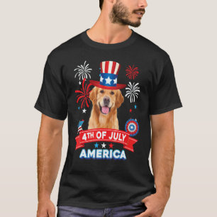 4th Of July Patriotic Day Golden Retriever Dog Ind T-Shirt