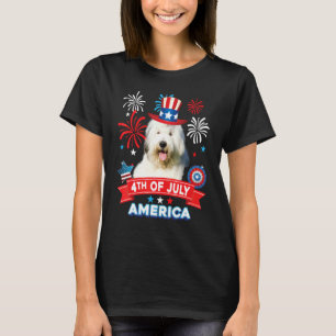 4th Of July Patriotic Day Old English Sheepdog Dog T-Shirt