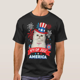 4th Of July Patriotic Day Persian Cat Independence T-Shirt