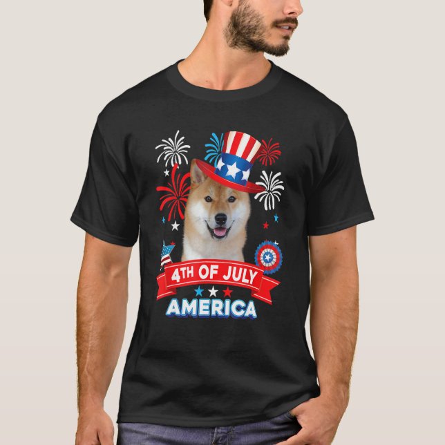 4th Of July Patriotic Day Shiba Inu Dog Independen T-Shirt (Front)