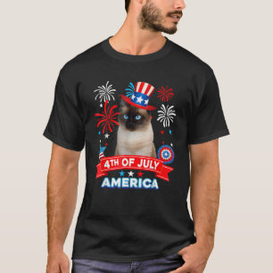 4th Of July Patriotic Day Siamese Cat Independence T-Shirt