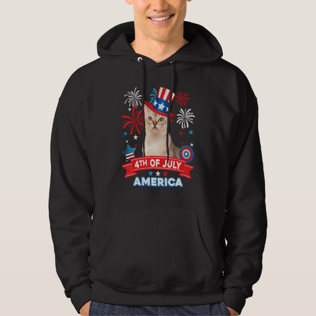 4th Of July Patriotic Day Singapura Cat Independen Hoodie (Front)