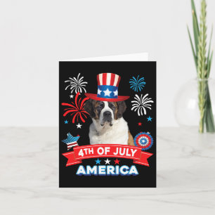 4th Of July Patriotic Day St. Bernard Dog Independ Card