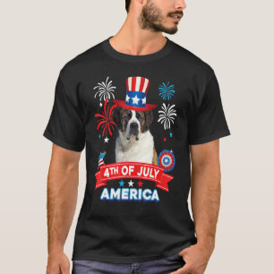 4th Of July Patriotic Day St Bernard Dog Independe T-Shirt