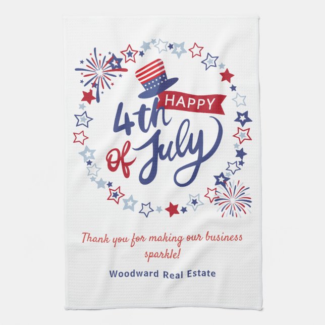 4th of July Patriotic Decor | Realtor Thank You  Tea Towel (Vertical)