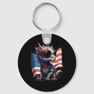 4th Of July Patriotic Dragon Us Flag Key Ring