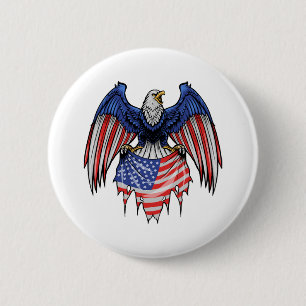 4th Of July Patriotic Eagle - Bald Eagle 6 Cm Round Badge