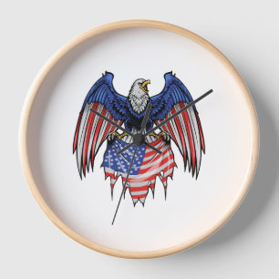 4th Of July Patriotic Eagle - Bald Eagle Clock