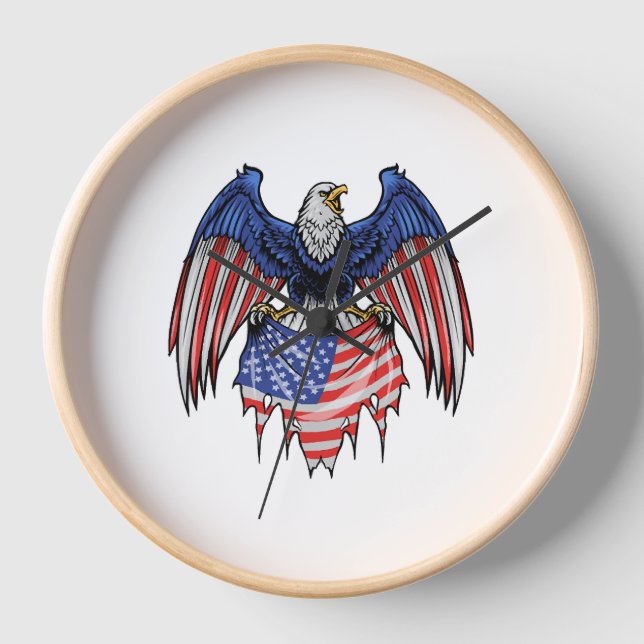 4th Of July Patriotic Eagle - Bald Eagle Clock (Front)