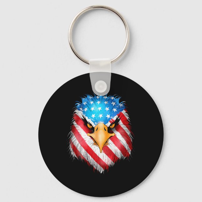 4th Of July Patriotic Eagle Usa American Flag Men  Key Ring (Front)