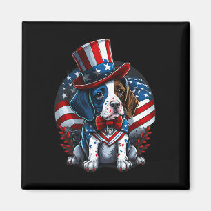 4th Of July Patriotic English Pointer Dog Us Flag  Magnet