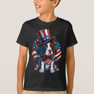 4th Of July Patriotic English Pointer Dog Us Flag T-Shirt