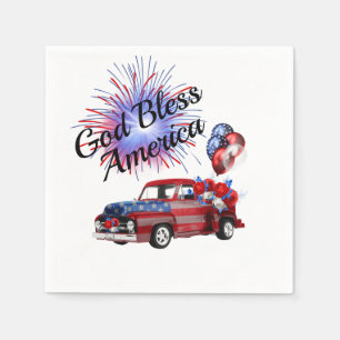 4th of July Patriotic Fireworks Red White and Blue Napkin
