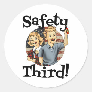 4th Of July Patriotic Fireworks Safety Third Vinta Classic Round Sticker