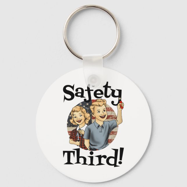 4th Of July Patriotic Fireworks Safety Third Vinta Key Ring (Front)