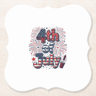 4th of July Patriotic Fireworks Vintage Shirt Desi Paper Coaster