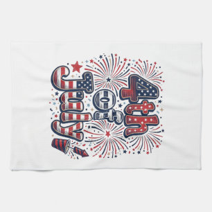 4th of July Patriotic Fireworks Vintage Shirt Desi Tea Towel