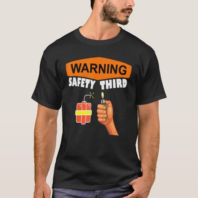 4th Of July Patriotic Fireworks Warning Safety Thi T-Shirt (Front)