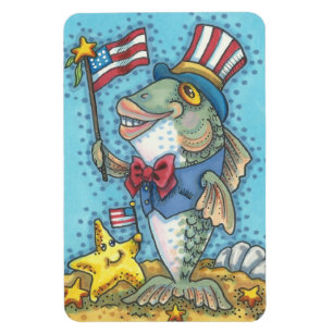 4TH OF JULY PATRIOTIC FISH & STARFISH MAGNET Lg.