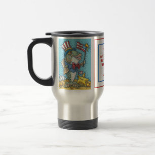 4TH OF JULY PATRIOTIC FISH & STARFISH TRAVEL MUG