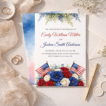 4th of July Patriotic Floral Wedding Invitation