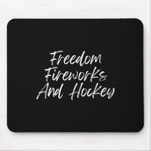 4th Of July Patriotic Freedom Fireworks Hockey Fai Mouse Mat