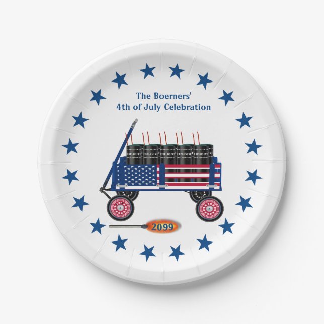 4th of July Patriotic Fun Party Paper Plates (Front)