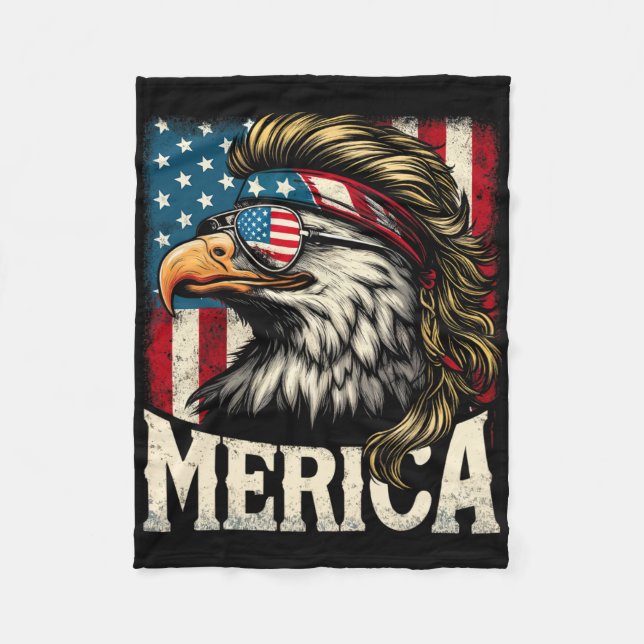 4th Of July Patriotic Funny Eagle July 4th Usa Mer Fleece Blanket (Front)