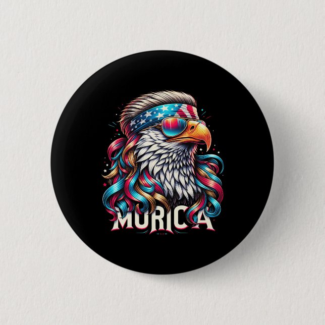 4th Of July Patriotic Funny Eagle July 4th Usa Mur 6 Cm Round Badge (Front)