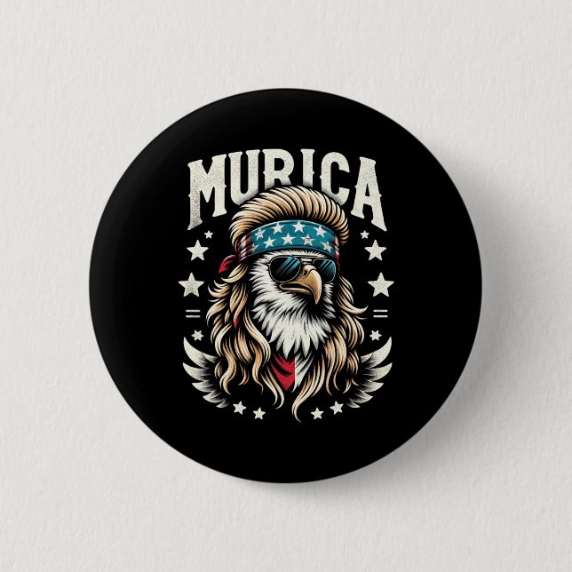 4th Of July Patriotic Funny Eagle July 4th Usa Mur 6 Cm Round Badge (Front)