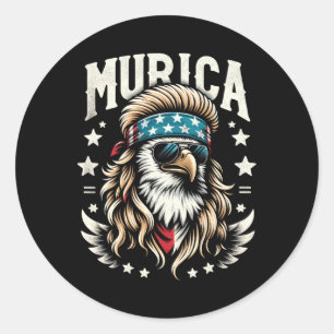 4th Of July Patriotic Funny Eagle July 4th Usa Mur Classic Round Sticker