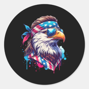 4th Of July Patriotic Funny Eagle July 4th Usa Mur Classic Round Sticker