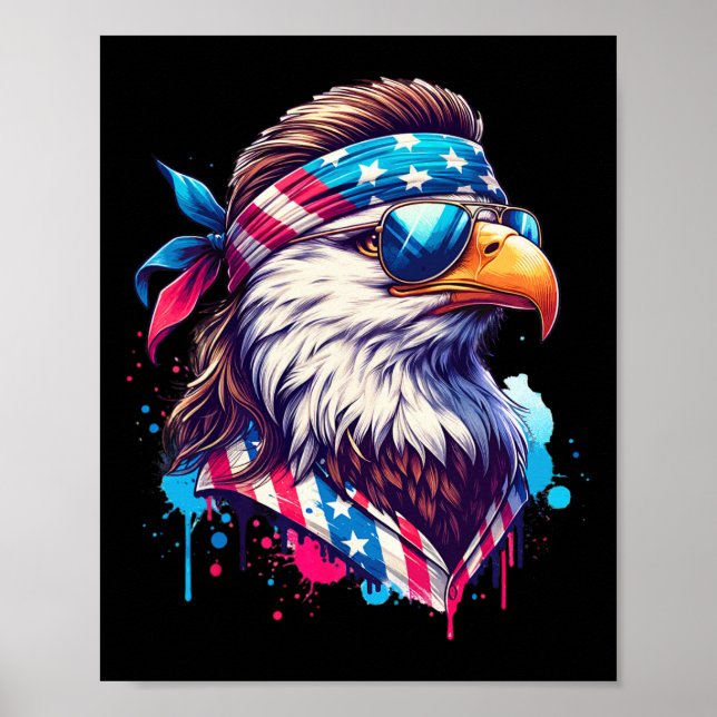 4th Of July Patriotic Funny Eagle July 4th Usa Mur Poster (Front)