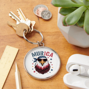 4th of July Patriotic Funny Eagle USA Key Ring
