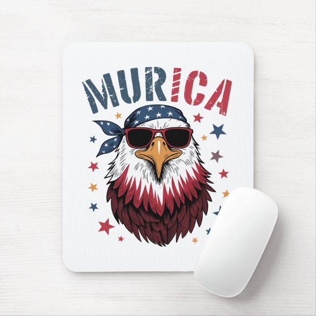 4th of July Patriotic Funny Eagle USA Mouse Mat (With Mouse)